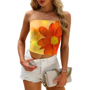 OFEEFAN Tube Tops for Women Floral Printed Summer Beach Vacation Outfits 2025 Ttrendy Fashion in Saudi Arabia