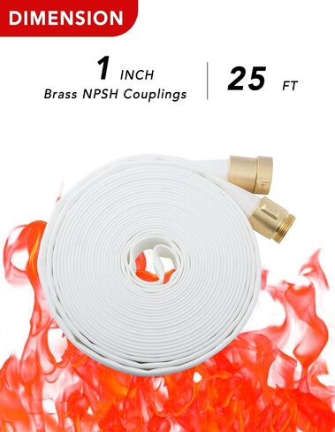 ZYfire Fire Hose - 1-1/2" ID x 100 FT Single Jacket Fire Hose Industrial Hose Firefighter Hose with M × F NST/NH Brass Couplings Lightweight Lay Flat Water Hose for Use in Firefighting, Agriculture in Saudi Arabia
