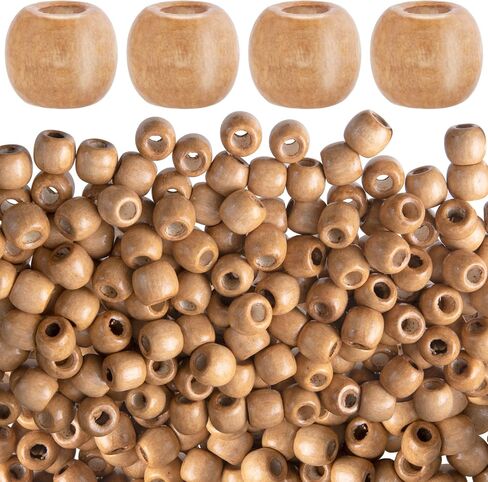 300pcs Large Hole Wooden Craft Beads, 5 Colors Natural Wood Beads for Hair, 9 x 10 mm Vintage Loose Spacer Round Jewelry DIY Beads for Macrame, Bracelets, Handmade Decor in Saudi Arabia