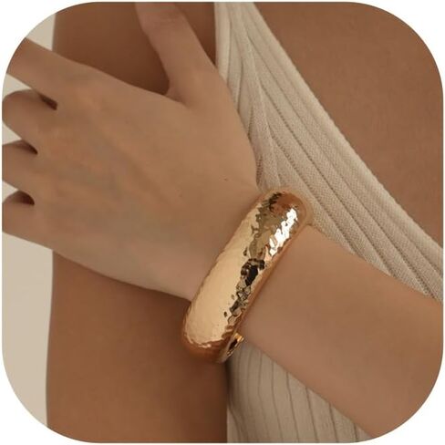 Chunky Gold Bangles Bracelet for Women Trendy Statement Bracelet Simple Gold Jewelry for Women Gifts in Kuwait