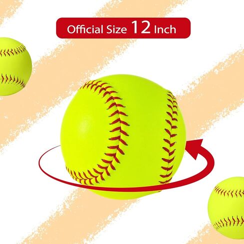 12 Pack Sports Practice Softballs, 11 Inch Slow Pitch Official Size and Weight Softballs, Unmarked Leather Covered Training Ball for Games, Practice and Training in Kuwait