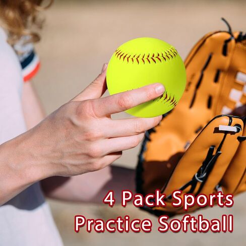 12 Pack Sports Practice Softballs, 11 Inch Slow Pitch Official Size and Weight Softballs, Unmarked Leather Covered Training Ball for Games, Practice and Training in Kuwait