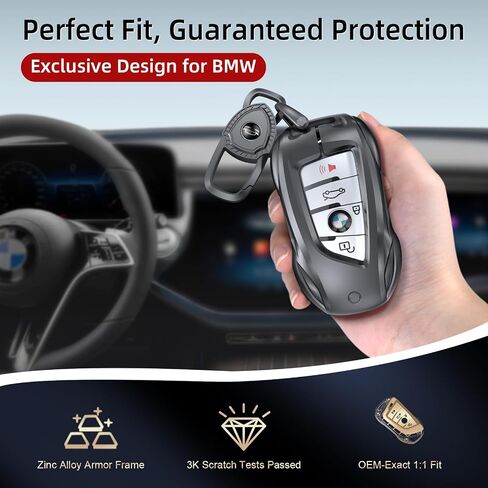 for BMW Key Fob Cover Case, Keychain, Metal Shell Cover Compatible for 2 4 5 6 7 Series X1 X2 X3 X4 X5 X6 M8 M7 M6 M5 M4 M3 M2 M1 430i 340i 840i 2015-2023 (Classic Black，for Benz-B) in Saudi Arabia