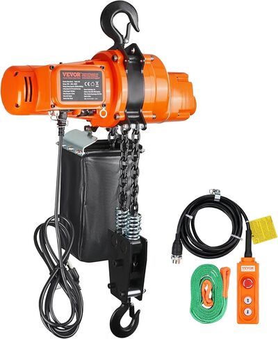 VEVOR Electric Chain Hoist, 2200 lbs Load, 20 ft Lifting Height, 120V, Single Phase Overhead Crane with Chain, 328 ft Wireless & 15 ft Wired Remote Control for Garage, Shop, and Home in Saudi Arabia