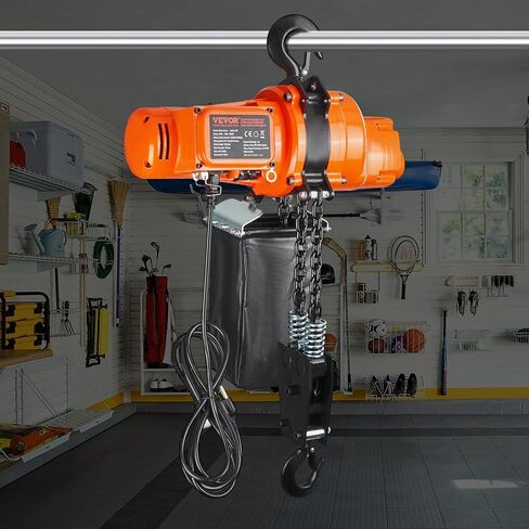 VEVOR Electric Chain Hoist, 2200 lbs Load, 20 ft Lifting Height, 120V, Single Phase Overhead Crane with Chain, 328 ft Wireless & 15 ft Wired Remote Control for Garage, Shop, and Home in Saudi Arabia