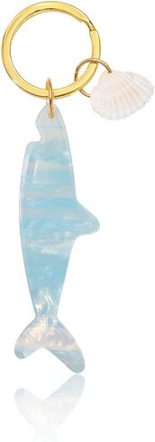 Ocean Starfish and Shell Keychain, Pink Pearl with Gold Accents in Kuwait