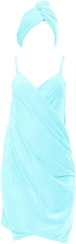2 Pcs Set Women Camisole Shower Dress Sexy Backless Absorbent Wearable Bath Towel Suspenders Nightdress Dress in Kuwait