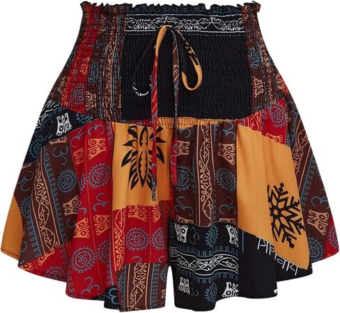 SOLY HUX Women's Plus Size Wide Leg Boho Flowy Shorts Summer High Waisted Shirred Shorts in Saudi Arabia