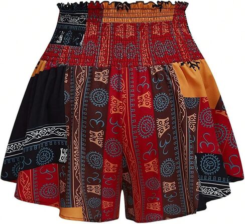 SOLY HUX Women's Plus Size Wide Leg Boho Flowy Shorts Summer High Waisted Shirred Shorts in Saudi Arabia