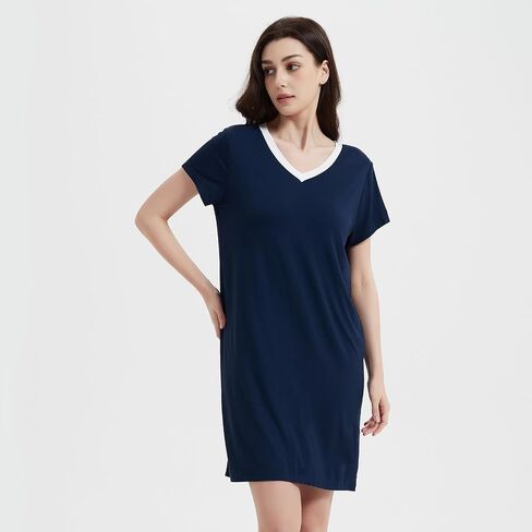 Nightdress نساء 95 ٪ Viscose مصنوعة من الخيزران 5 ٪ Spandex الأنيقة يريكو ملابس نوم بيجاما للنوم للتسكع in Kuwait