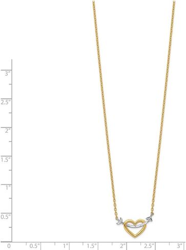 Solid 14k Yellow Gold Two Toned Diamond-cut Heart and Arrow Necklace Chain 17" (Width = 15mm) in Saudi Arabia