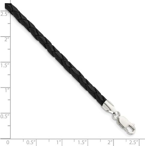 925 Sterling Silver 4mm Black Cord Leather Necklace 16 "to 20" in Saudi Arabia