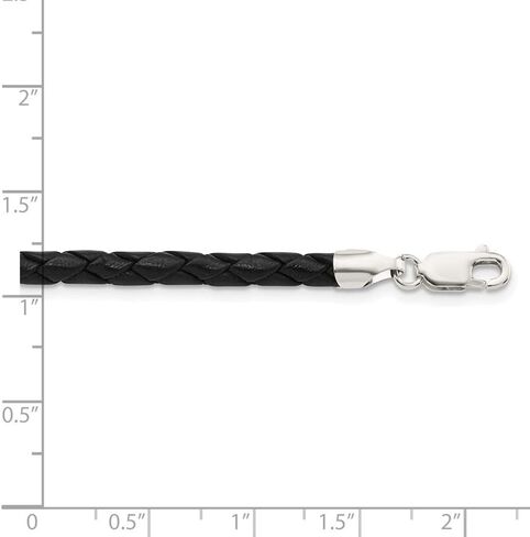 925 Sterling Silver 4mm Black Cord Leather Necklace 16 "to 20" in Saudi Arabia