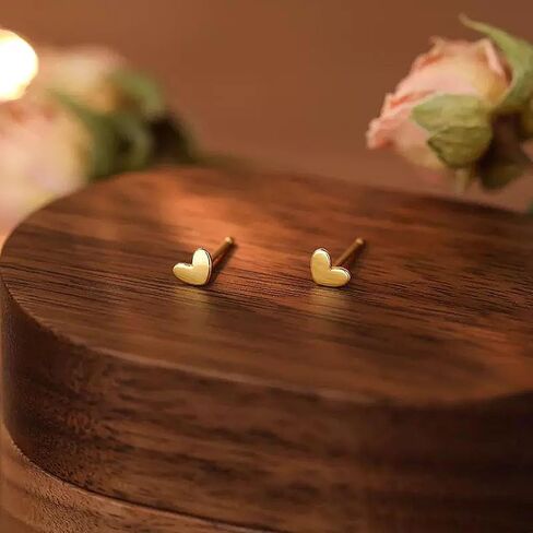 Heart Stud Earrings, Cute Hypoallergenic Small Heart Stud Earrings for Women Jewelry Gift Light Pink in Saudi Arabia