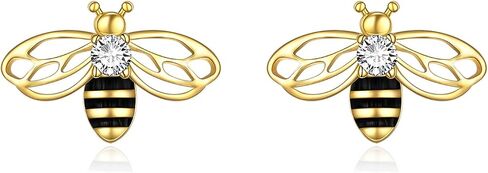 925 Sterling Silver Bee Strains Gold Pumblebee Bumblebee Stud Arrings Jewelery Higds for Women in Kuwait