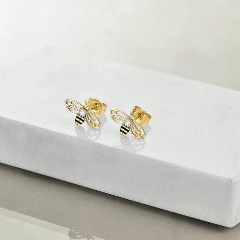 925 Sterling Silver Bee Strains Gold Pumblebee Bumblebee Stud Arrings Jewelery Higds for Women in Kuwait