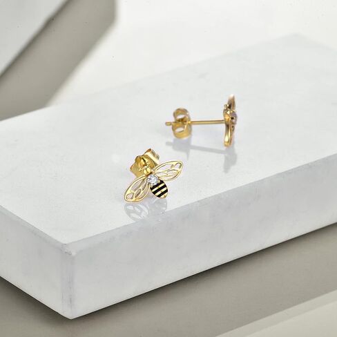 925 Sterling Silver Bee Strains Gold Pumblebee Bumblebee Stud Arrings Jewelery Higds for Women in Kuwait
