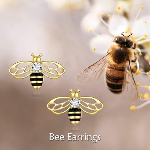 925 Sterling Silver Bee Strains Gold Pumblebee Bumblebee Stud Arrings Jewelery Higds for Women in Kuwait