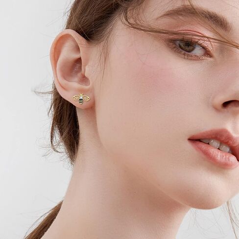 925 Sterling Silver Bee Strains Gold Pumblebee Bumblebee Stud Arrings Jewelery Higds for Women in Kuwait