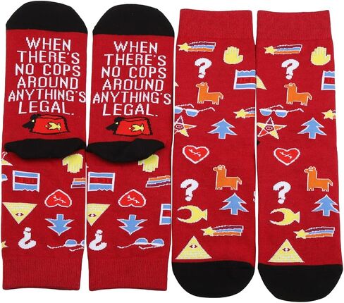 MBMSO 2 Pairs Bill C-ipher Socks When There's No Cops Around Anything's Legal Mystery Shack Gift G Fals Cartoon Inspired Gift in Saudi Arabia