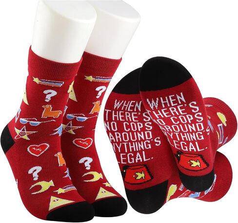 MBMSO 2 Pairs Bill C-ipher Socks When There's No Cops Around Anything's Legal Mystery Shack Gift G Fals Cartoon Inspired Gift in Saudi Arabia