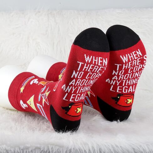 MBMSO 2 Pairs Bill C-ipher Socks When There's No Cops Around Anything's Legal Mystery Shack Gift G Fals Cartoon Inspired Gift in Saudi Arabia
