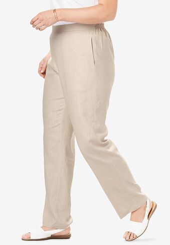 Woman Within Plus Size Straight Leg Linen Pant in Saudi Arabia