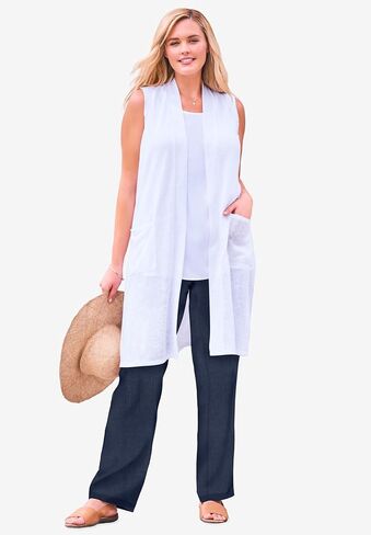 Woman Within Plus Size Straight Leg Linen Pant in Saudi Arabia