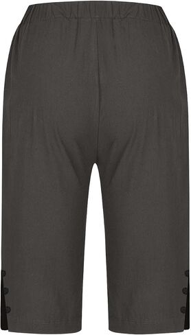Bermuda Shorts for Women,Knee Length Linen Capri Pants High Waisted Comfy Casual Plus Size Capris 2025 in Kuwait