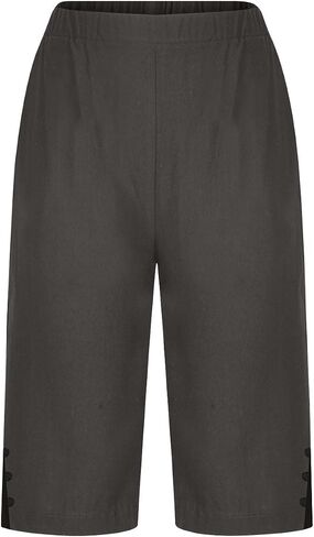 Bermuda Shorts for Women,Knee Length Linen Capri Pants High Waisted Comfy Casual Plus Size Capris 2025 in Kuwait