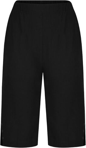 Bermuda Shorts for Women,Knee Length Linen Capri Pants High Waisted Comfy Casual Plus Size Capris 2025 in Kuwait