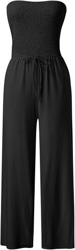 jixiang blourless rompers for Women Summer Summer Summertists Beleted Belesuits wide top top ompits romper with wickets in Kuwait