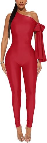 Women Sexy One Shoulder Bandage Sleeveless Bodycon Jumpsuit Romper Clubwear One Piece Outfits in Kuwait