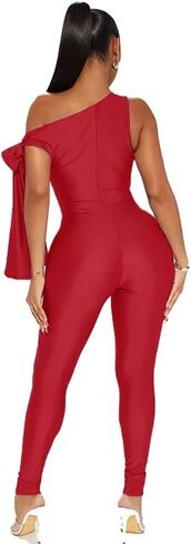 Women Sexy One Shoulder Bandage Sleeveless Bodycon Jumpsuit Romper Clubwear One Piece Outfits in Kuwait