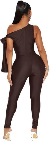Women Sexy One Shoulder Bandage Sleeveless Bodycon Jumpsuit Romper Clubwear One Piece Outfits in Saudi Arabia