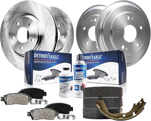 Detroit Axle - مجموعة الفرامل لعام 2012 2013 2014 2015 Honda Civic Front Divic Brakes دوارات منصات السيراميك براميل الفرامل الخلفية استبدال أحذية الفرامل شبه المعدنية: 10.31 بوصة دوار أمامي بوصة in Saudi Arabia
