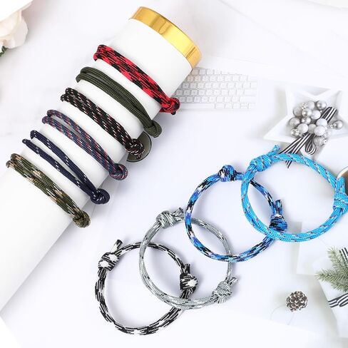 10pcs Colorful Handmade Braided Bracelets for Mens, Paracord Friendship Bracelet, Summer Beach Adjustable Size(10 Colors) in Saudi Arabia