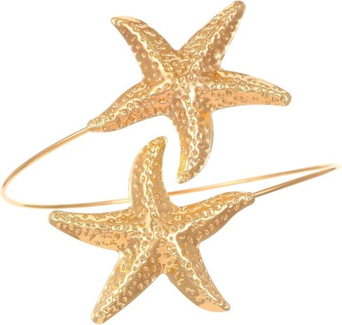 Gold Starfish Arm Cuff for Women Upper Arm Cuff Open Bangle Bracelets Boho Summer Beach Sea Shell Conch Horse Pearl Statement Bracelet in Kuwait