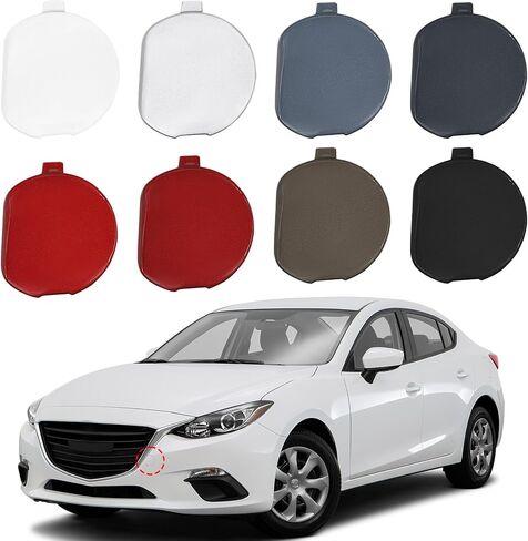 Topus Front Pumper Tow Hook Cover for Mazda 3 Axela 2014 2015 2016 Dowing Eye Cap Trailer Cover BHN1-50-A11-BB BHN150A11BB (Silver ، Side Driver) in Kuwait