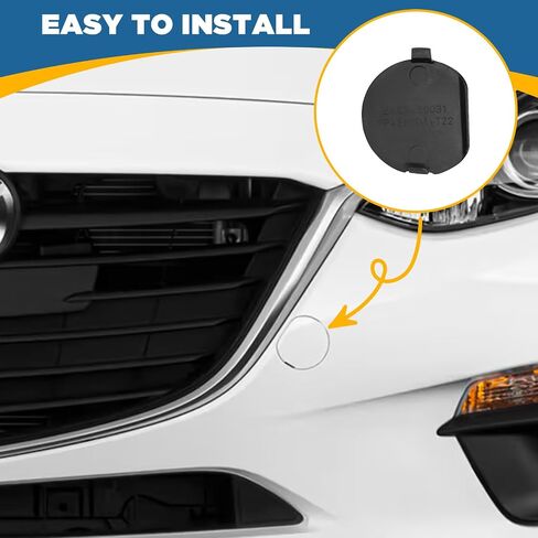 Topus Front Pumper Tow Hook Cover for Mazda 3 Axela 2014 2015 2016 Dowing Eye Cap Trailer Cover BHN1-50-A11-BB BHN150A11BB (Silver ، Side Driver) in Kuwait