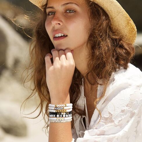 Friendship Bracelets Beaded Stretch Bracelets for Women Stackable Clay Bead Boho Bracelet Bulk Beach Summer Cute Jewelry Set in Saudi Arabia