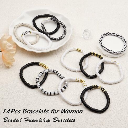 Friendship Bracelets Beaded Stretch Bracelets for Women Stackable Clay Bead Boho Bracelet Bulk Beach Summer Cute Jewelry Set in Saudi Arabia
