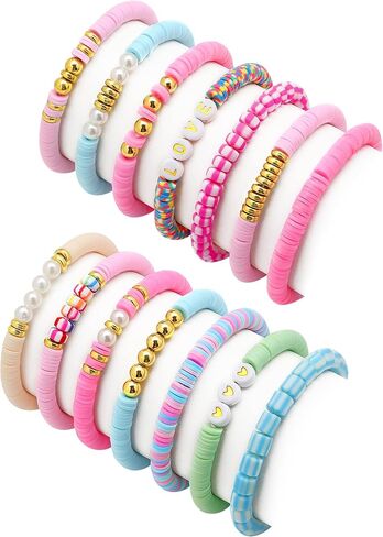 Friendship Bracelets Beaded Stretch Bracelets for Women Stackable Clay Bead Boho Bracelet Bulk Beach Summer Cute Jewelry Set in Saudi Arabia