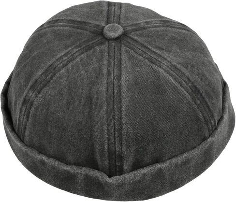 Washed Cotton Docker Cap, Unisex Brimless, Rolled Cuffed Men Skull Beanie, Harbour Pigment Dyed Hat in Kuwait