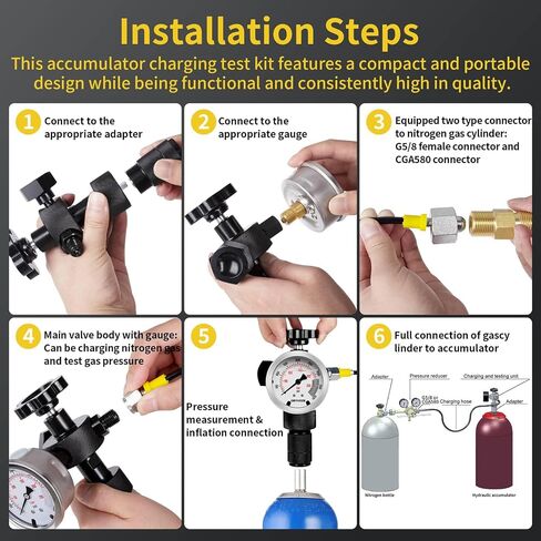 Hydraulic Pressure Test Kit with 5 Gauges(10/100/250/400/600bar) 13 Test Couplings 14 Tee Connectors 5 Test Hoses, Hydraulic Nitrogen Gauge Tester Set for Excavator Construction Machinery Mine in Kuwait
