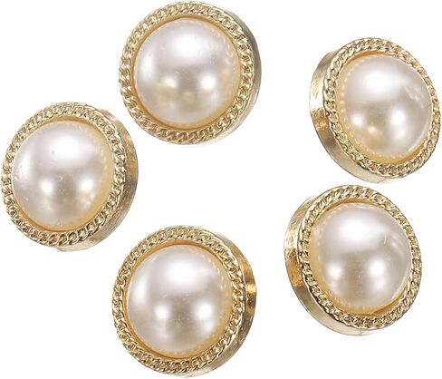 Harfington 5pcs 40l Pearl Gold Metal Metal Buttons 25mm 1 "Round Women Coat Buttons with Blastic Shank Butting DIY Button لخياطة ملابس السترة سترة ، #2 in Saudi Arabia