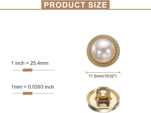 Harfington 5pcs 40l Pearl Gold Metal Metal Buttons 25mm 1 "Round Women Coat Buttons with Blastic Shank Butting DIY Button لخياطة ملابس السترة سترة ، #2 in Saudi Arabia