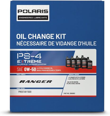 تشمل مجموعة تغيير زيت Polaris لـ Ranger XD 1500 مع محرك البروستار ، بما في ذلك نماذج الطاقم ، 4 ربعات من زيت PS-4 Extreme 0W-50 الاصطناعي الكامل ، مرشح زيت واحد ، 1 غسالة ، على الطريق UTV-2890883 in Saudi Arabia