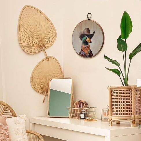 BCUANGD Western Trendy Round Wall Art Decor - Retro Duck Neutral Wall Art Canvas Frame Artwork Prints, Rustic Vintage Country Round Wall Hanging Decorations for Home Farmhouse Bedroom, 10"x10" in Saudi Arabia