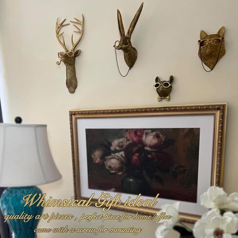 Rabbit Head Resin Animal Wall Mount Art Decor Bronzed Bunny Wall Hanging Ornaments Vintage Art Wall Sculptures Home Decoration for Bedroom Holiday Gifts in Kuwait